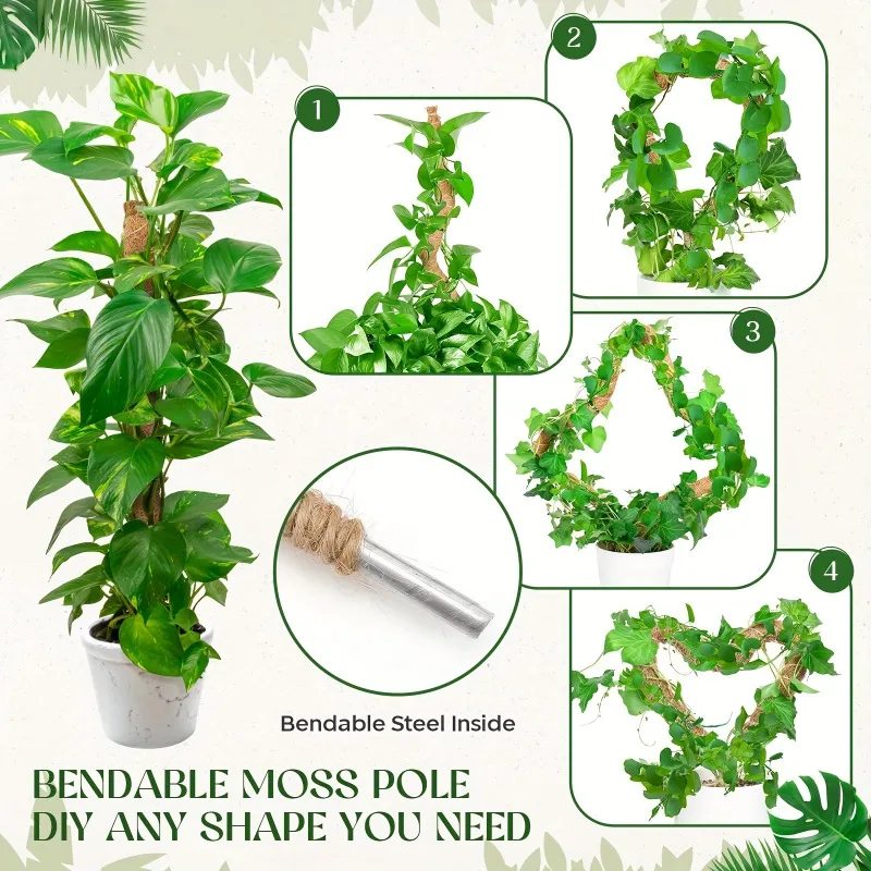 Bendable Moss Pole for Plants Coconut Palm Fiber Monstera Plant Support  Handmade Coco Climbing DIY Garden Plant Accessories - AliExpress 15