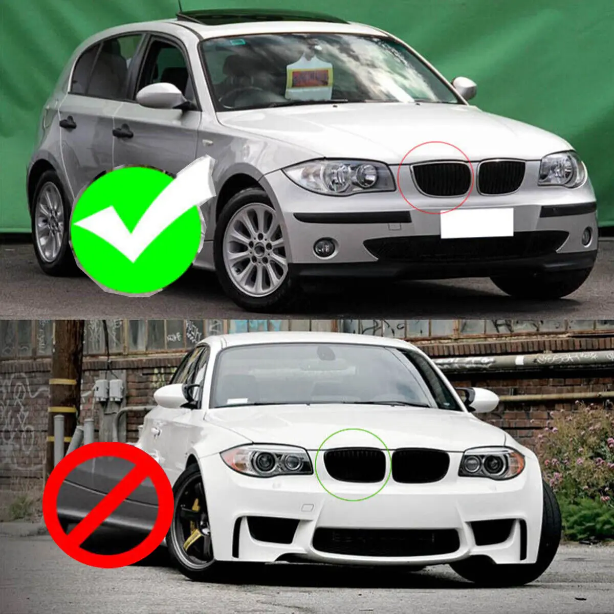 Pair Car Front Kidney Grille For BMW E81 E87 2004-2007 M SPORT Pre-facelift Racing Grills Grilles Auto ABS Grill Accessories