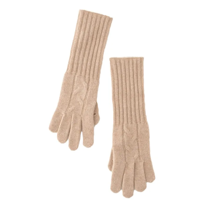 

100% cashmere long knitted gloves warm wool solid color touch screen autumn and winter thickened versatile premium gloves