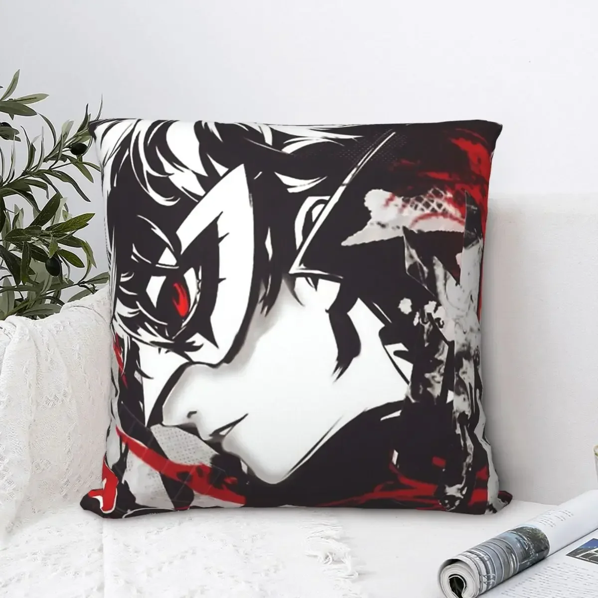 Joker The Side Face Polyester Cushion Cover Persona 5 Morgana Game For Livingroom Car Decorative Washable Pillow Cover