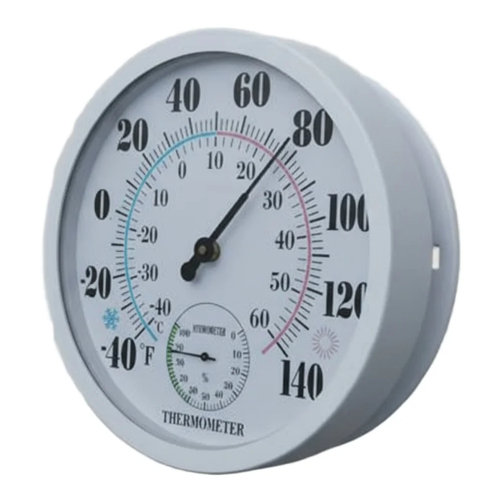 Afbeelding 7: Analoog display, binnen- en buitenthermometer, voor gebruik in huis, zwart-wit, vochtigheidsmeter voor binnen en buiten, temperatuurmeetinstrument.