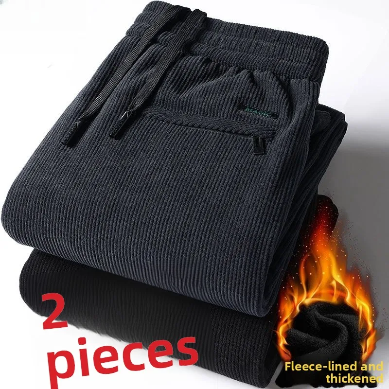 

Мужские вельветовые прямые брюки для спецодежды, осенне-зимняя уличная одежда, повседневные длинные брюки, спортивные брюки с эластичной резинкой на талии