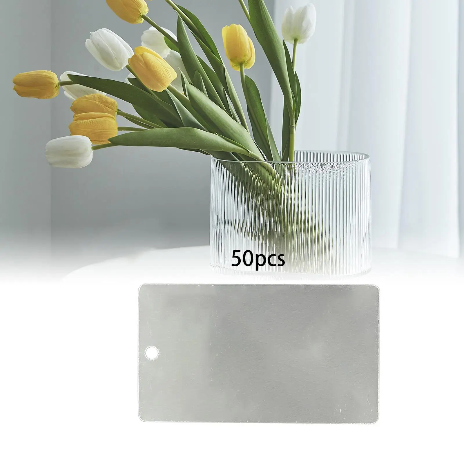50 Pieces Metal Engraving Plates Aluminum Rectangle Blank Tags Stamping Plates with Hole for Testing Greenhouses