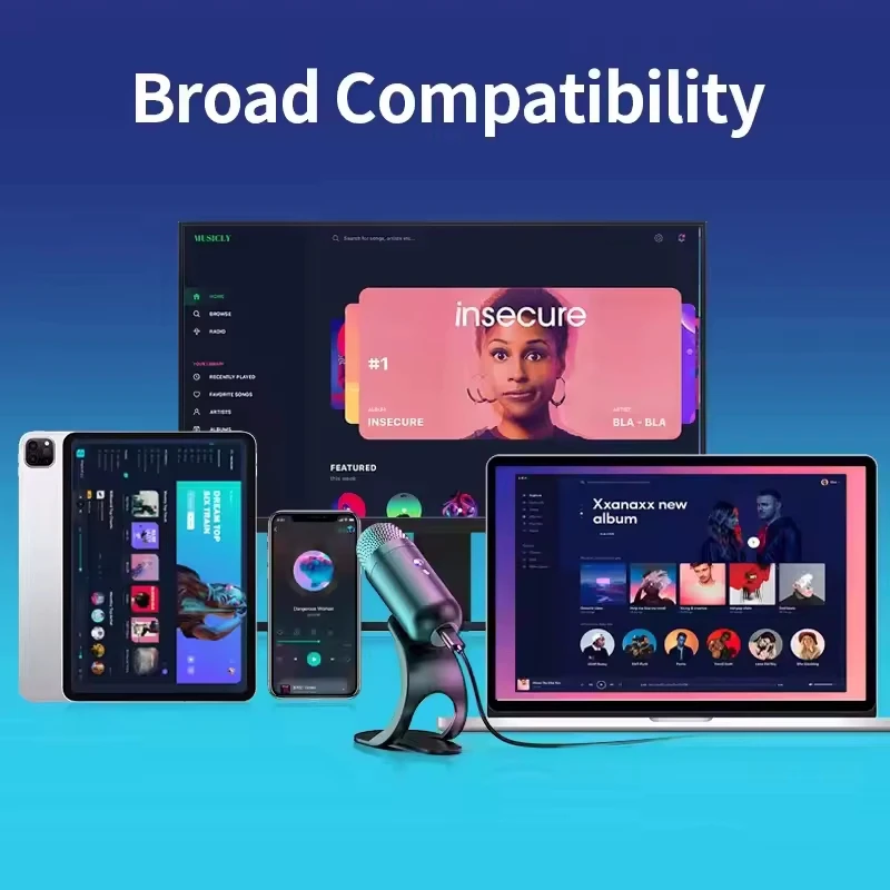 USB Wired Professional Condenser Microphone Mic For PC Laptop Computer Gaming Mini Accessories Karaoke Sound Home Room Kit Gamer