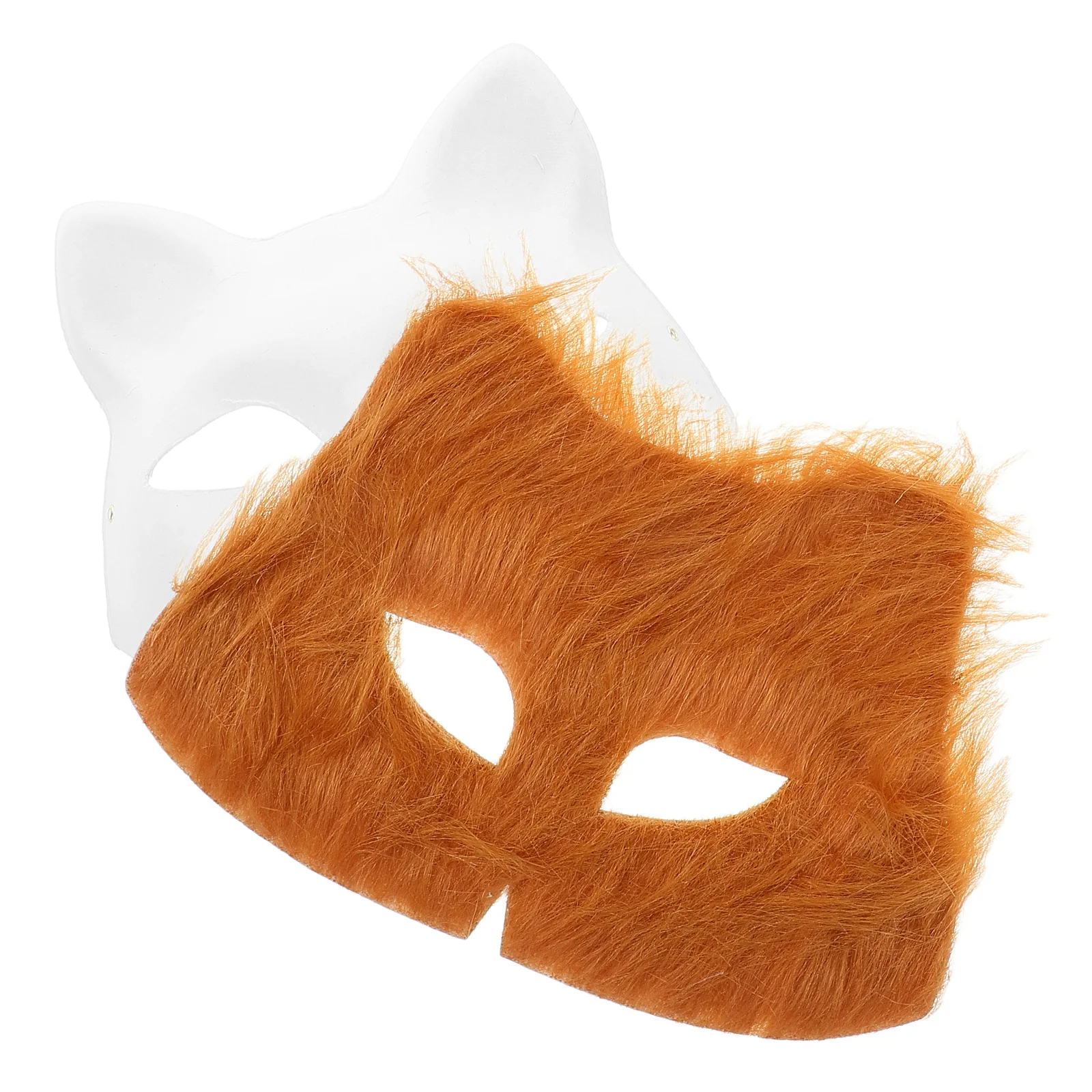 

2pcs Cat Mask Fox Mask Blank Unpainted Animal Face Masks for Masquerade Halloween Carnival Cosplay Costume DIY Kids Adult Woman