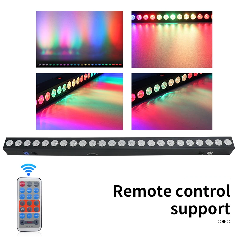 Professionelle DMX512 segmentierte LED Linear Wash Bar 24×12W RGBWAUV Pixel LED Bühnenbeleuchtung 2-10 Stück optional für Club, Disco, Hochzeit, Indoor-Bühnenauftritte