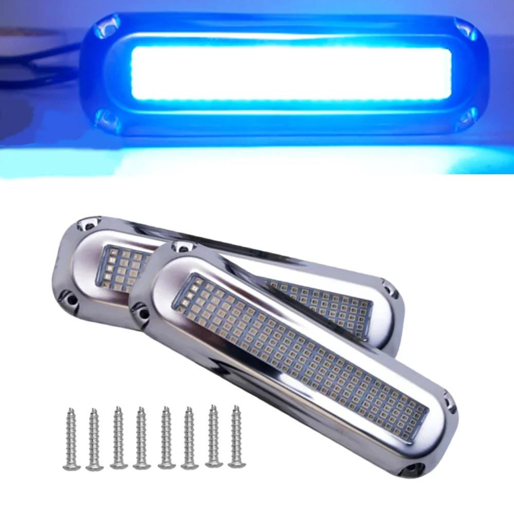 

2Pcs 120LED Boat Transom Light Underwater Pontoon Marine Ship Boat Light Stainless Steel Waterproof Marine Light IP68 Waterproof