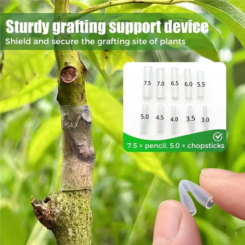 

【Big Deal】100Pcs Silicone Grafting Sleeves For Fruit Trees, 3-7.5Mm Flexible Silicone High-Elastic Thin-Walled Grafting,
