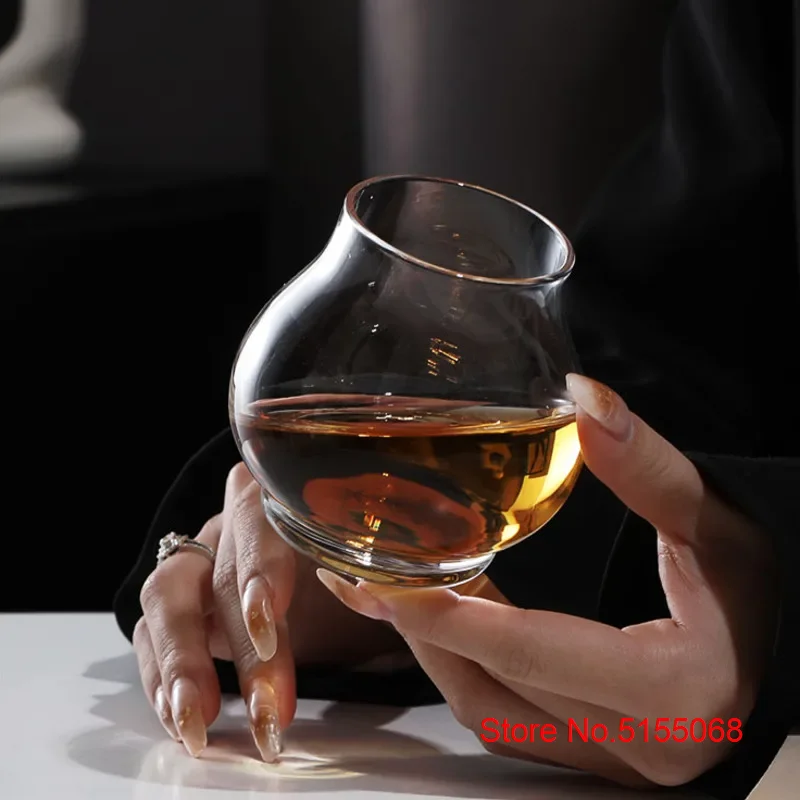 Wide Belly Crystal Whiskey Cup Tulip Shape Brandy Snifter Glass for Gather Together Mouth Design Liquor Tumbler for Whisky