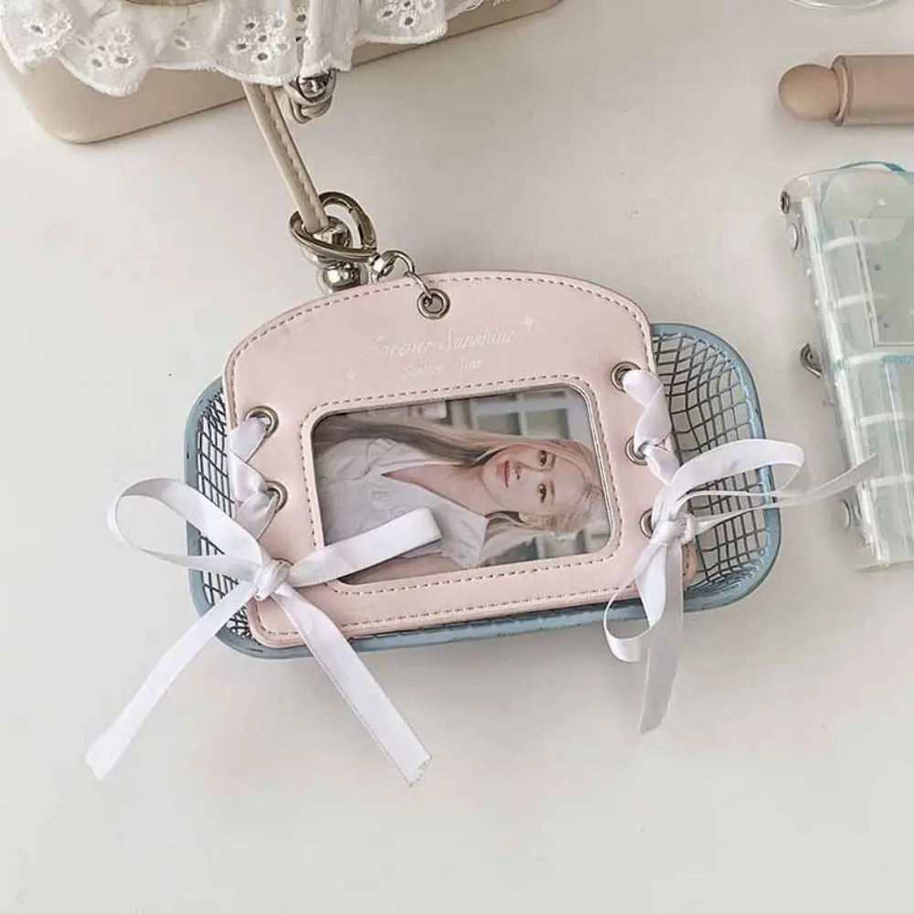 

Sweet Korean Idol Balletcore Photocard Holder DIY Ribbon PU Photocard Holder ID Card Cover Card Sleeve Bus Card Holder Girl