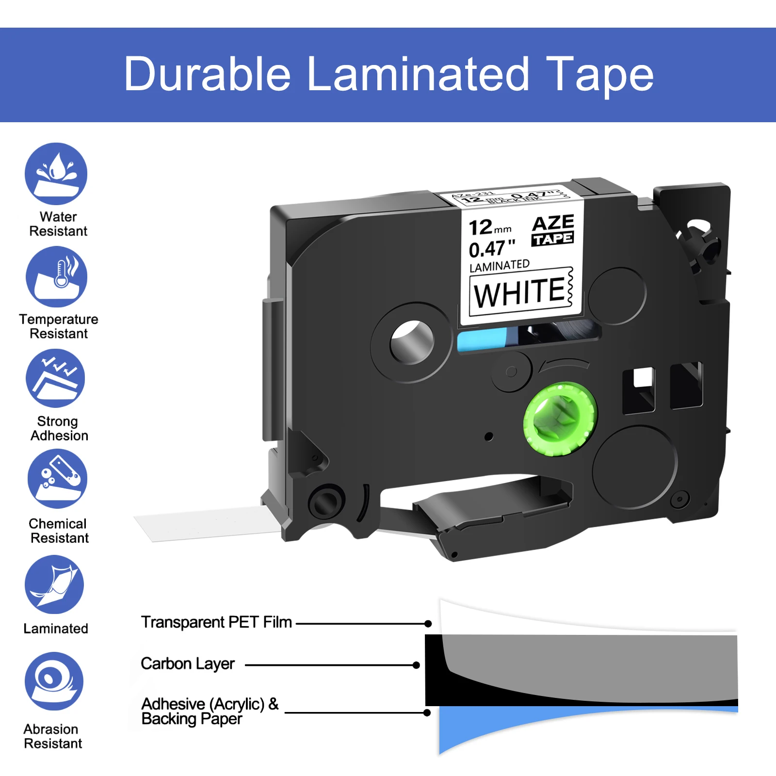 1pk kompatibel für Bruder tze Band 231 241 251 s231 Bänder 6/9/12/18/24mm laminiertes Band für Bruder p-touch Etiketten drucker