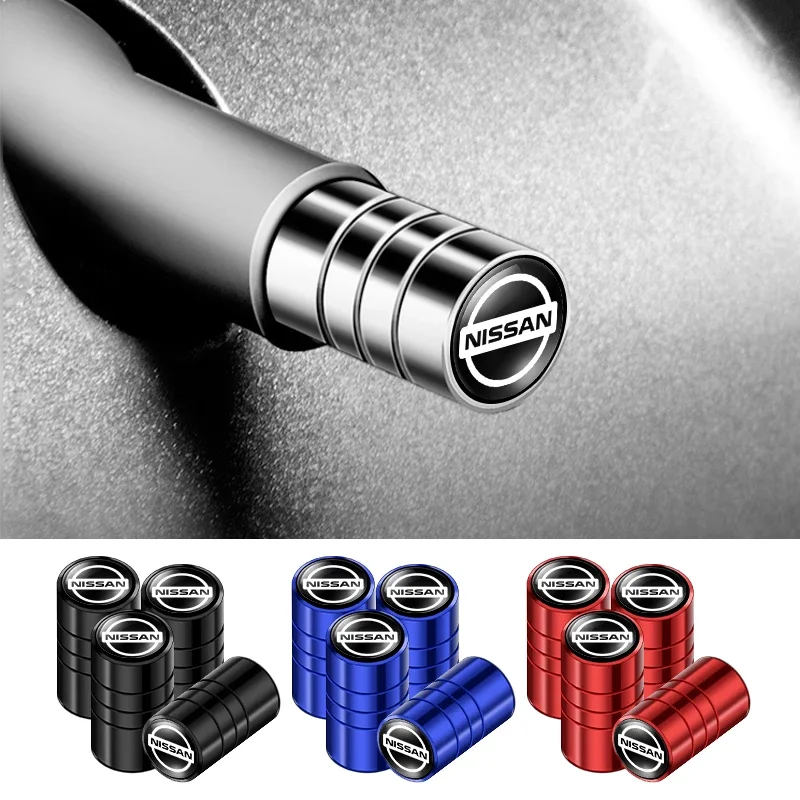 4PCS Aluminum Alloy Car Wheel Tire Valve Cap Stem Cover For Nissan Qashqai j10 j11 x Trail t32 t31 Tiida Juke Leaf Navara Teana