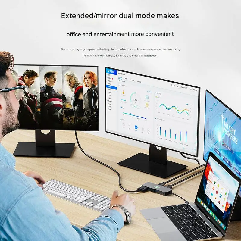 FC & EC 11 في 1 محطة إرساء من سبائك الألومنيوم من النوع C Hub 4KHD DP 100W PD Ethernet USB 3.2 قارئ بطاقات متوافق مع Mac Win