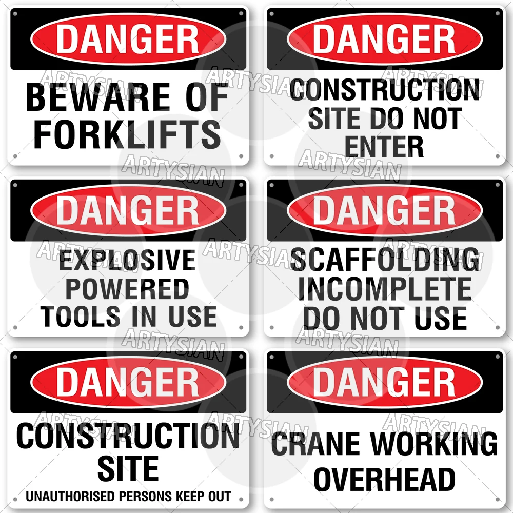 Workplace Railing Safety Metal Sign Compliance Plaque PE Required Accident Visitor Reporting Construction Danger Safe Zone