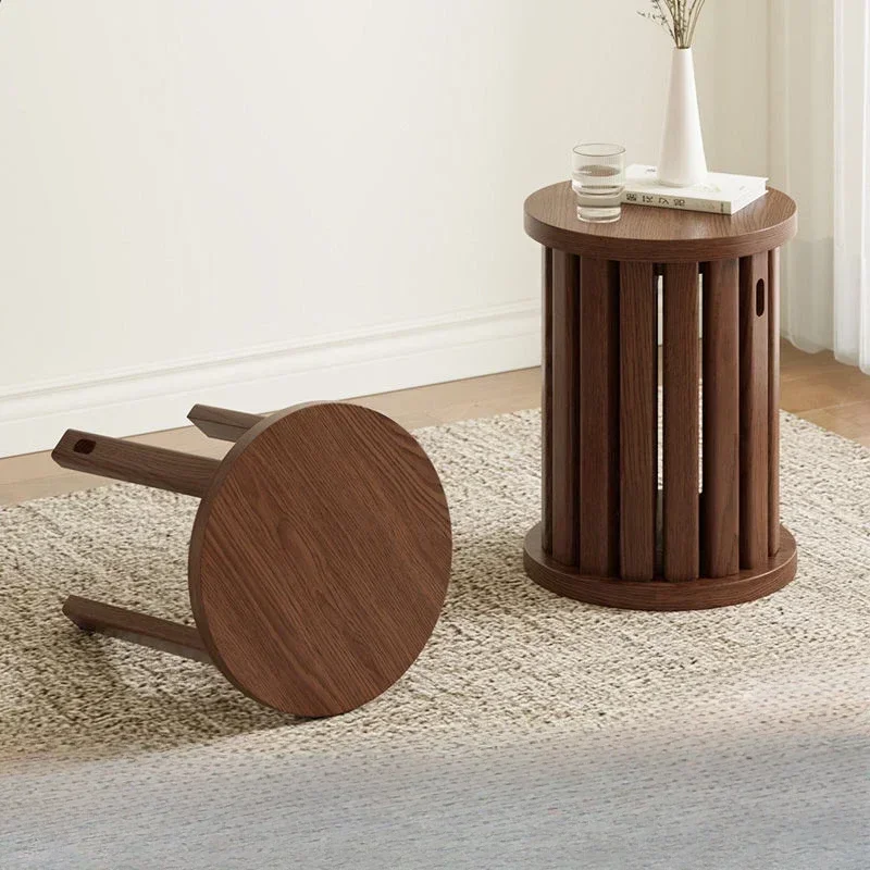 Living Room Wooden Stool Multifunctional Interior Combination Round Stool Dressing Design Stackable Mutfak Taburesi Furniture