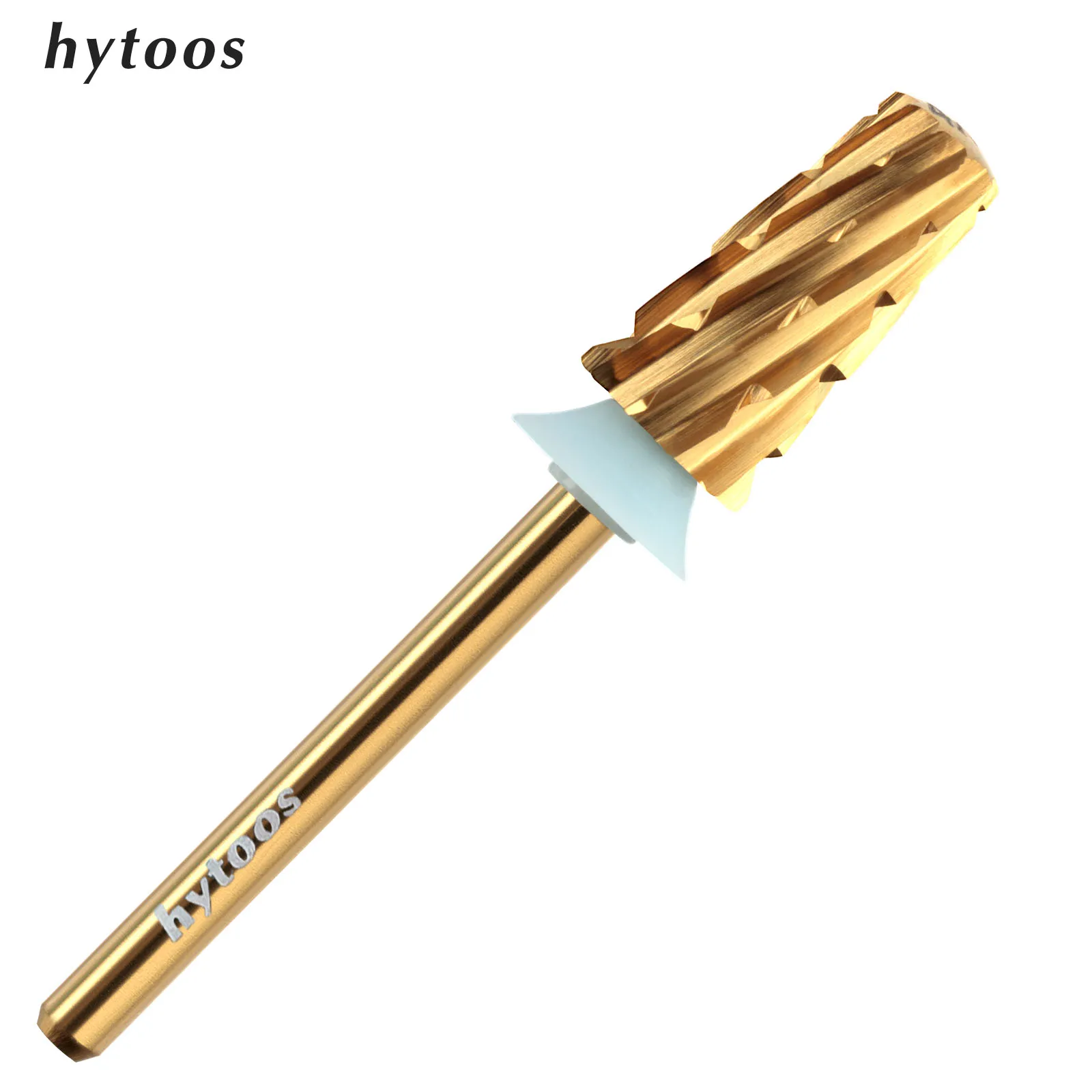 HYTOOS 4XC Titanium Tapered Nail Drill Bits Safety Carbide Rounded Nail Bit Hard Thick Gel Remover Manicure Art Accessories Tool