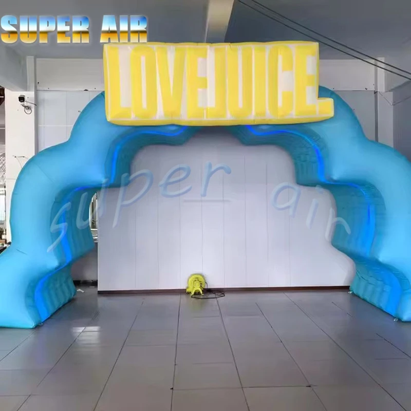Mooie outdoor feestdecoratie opblaasbare zwaaide boog voor podiumdecoratie met verlichting