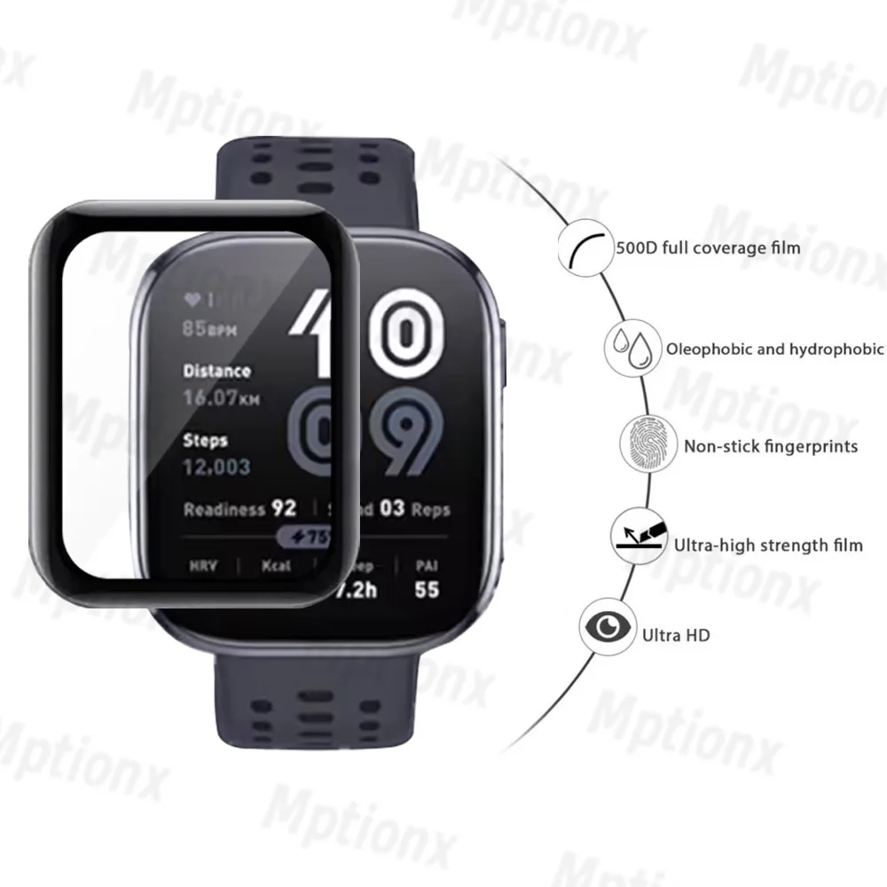 طبقة حماية كاملة التغطية لـ Amazfit Bip 6 واقي شاشة منحني فائق الدقة ومضاد للخدش لملحقات Huami Amazfit Bip6