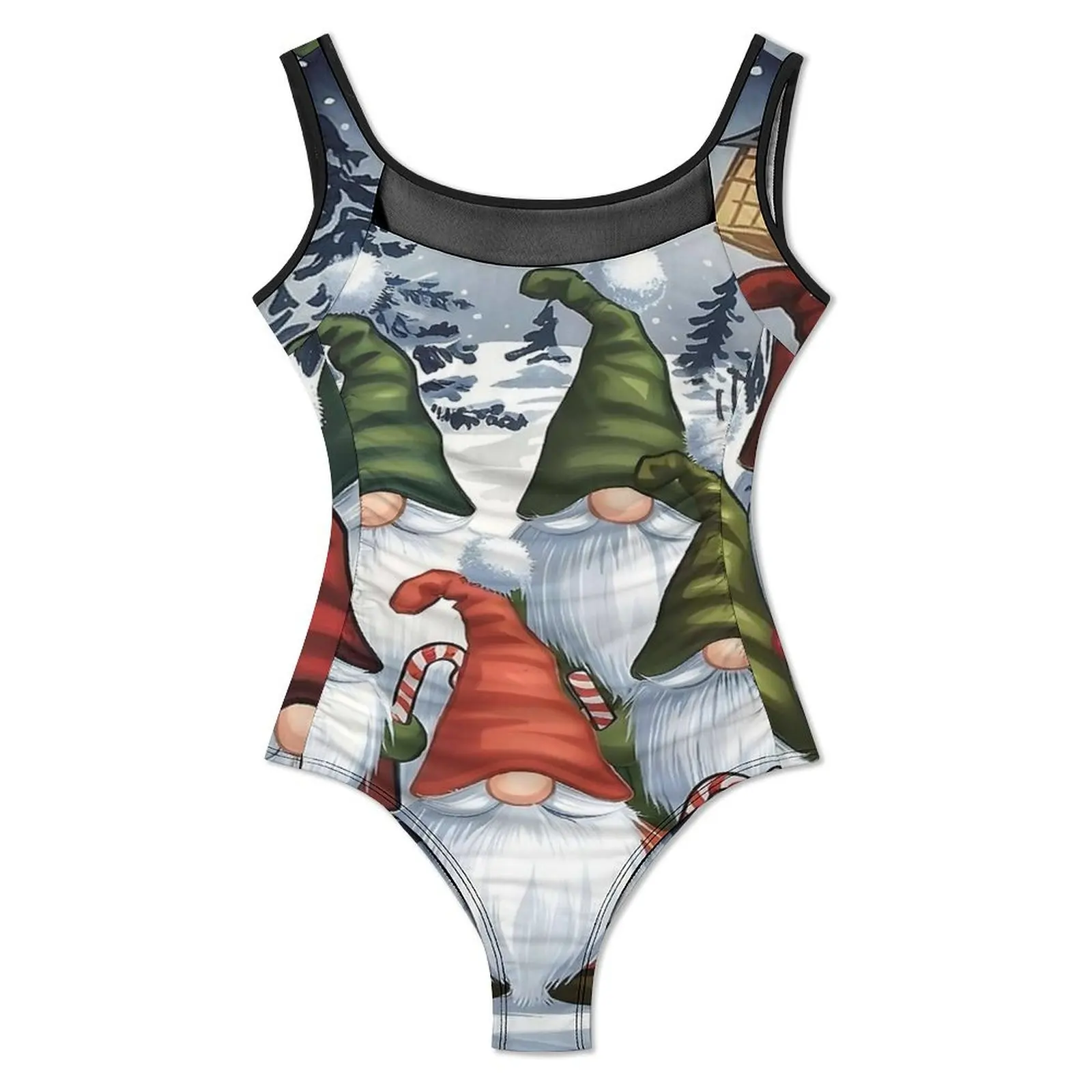 Cute Christmas Gnomes Swimsuit Celebrate with Our Adorable Gnomes Women Swimwear Fashion Swimsuits Push Up High Cut Beach Wear