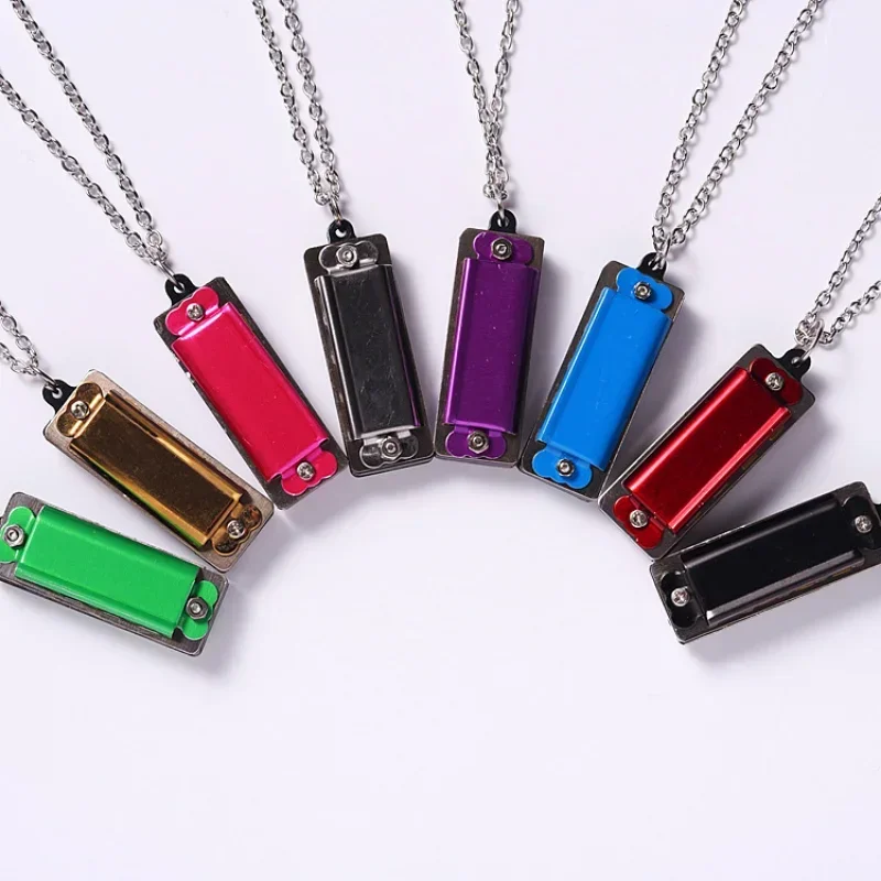 

1Pcs MIni Harmonica Necklace 4 Hole 8 Tone Protable Harmonica Music Instruments Children's Gifts Color Random