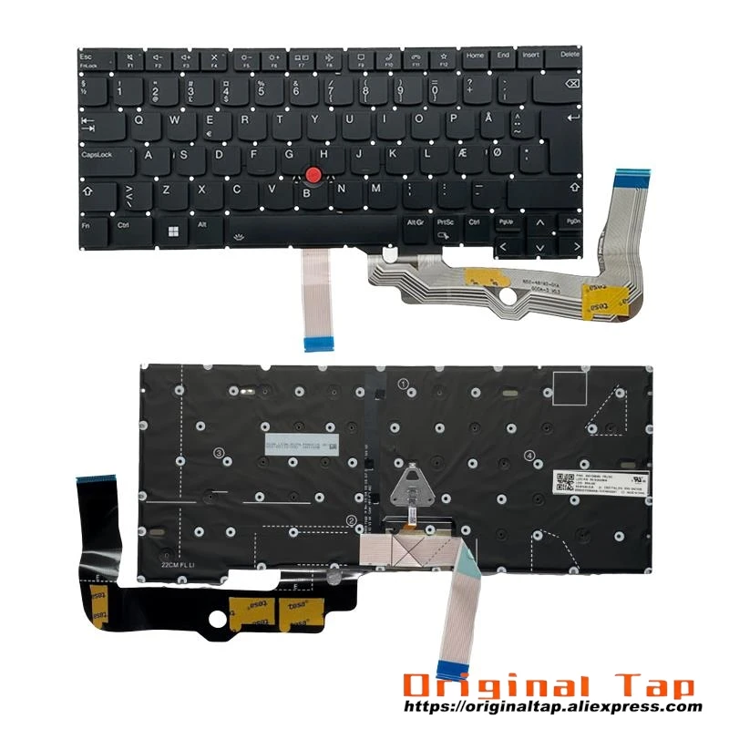 DK Danish Backlit Keyboard for Lenovo Thinkpad T14s Gen 3 4 E14 Gen 5 SN21D68492 SN21D68418 SN21D68640 SN21D68566