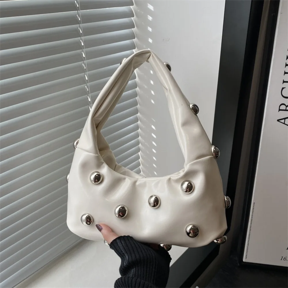 

Fashion Punk Style Rivet Shoulder Bag Cross Body PU Leather Rivet Underarm Bag Y2k Street Women's Handbag Girls