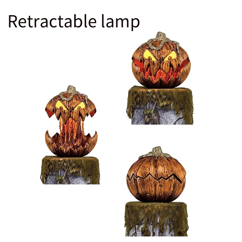 Scary Extendable Jack-O-Lantern Halloween Decor, Talking Pumpkin With Glowing Eyes, Retractable Mouth, Horror Sound Durable