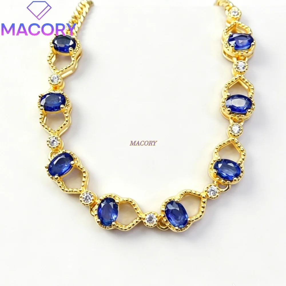 Natural sapphire bracelet S925 sterling silver gourd shape stackable delicate and luxurious Valentine's Day gift Birthday gift