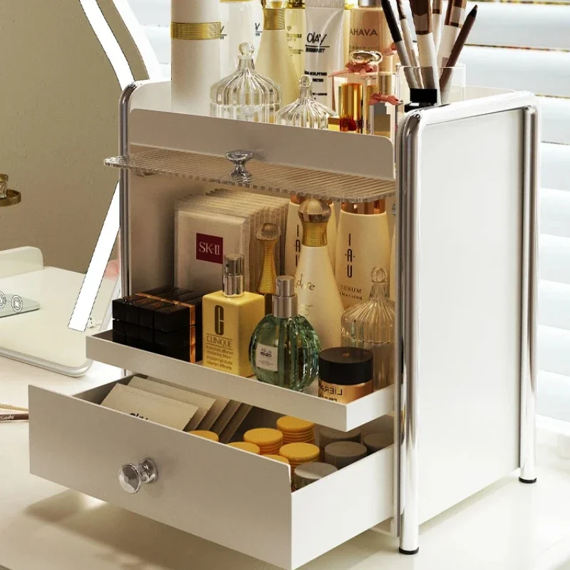 Light Luxury Cosmetics Storage Box Dustproof Desktop Organizer Perfect for Dressing Table Essentials and Skincare