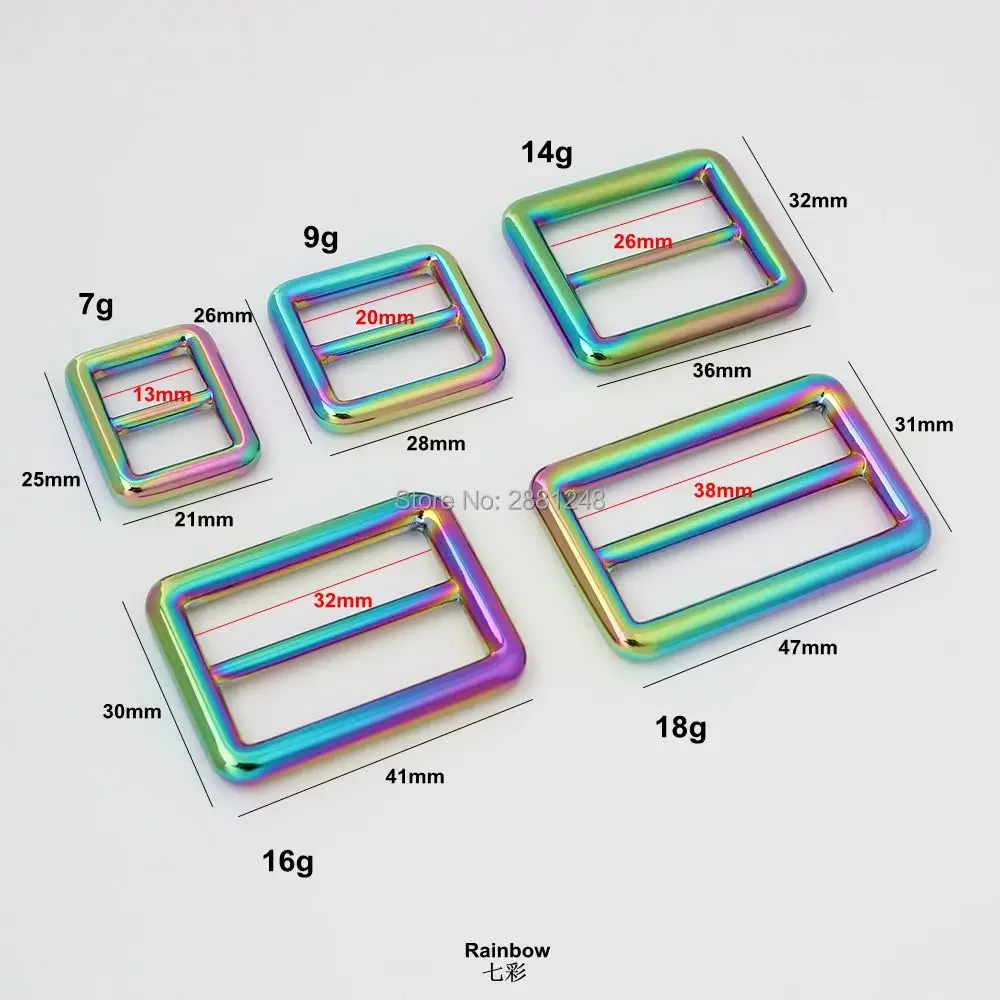 10-30-100pcs 6 size 13-16-20-26-32-38mm Bags Handbag long shoulder strap adjust welded buckles,Alloy Slider Tri-glide Accessory