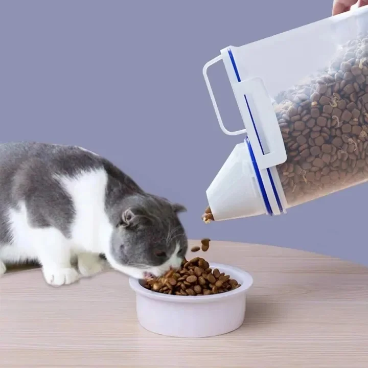 2kg Tierfutterbehälter aus Kunststoff mit Messbecher, Feuchtigkeits- und Insektenschutz, für grobes Getreide, versiegelte Dose – Detail 7