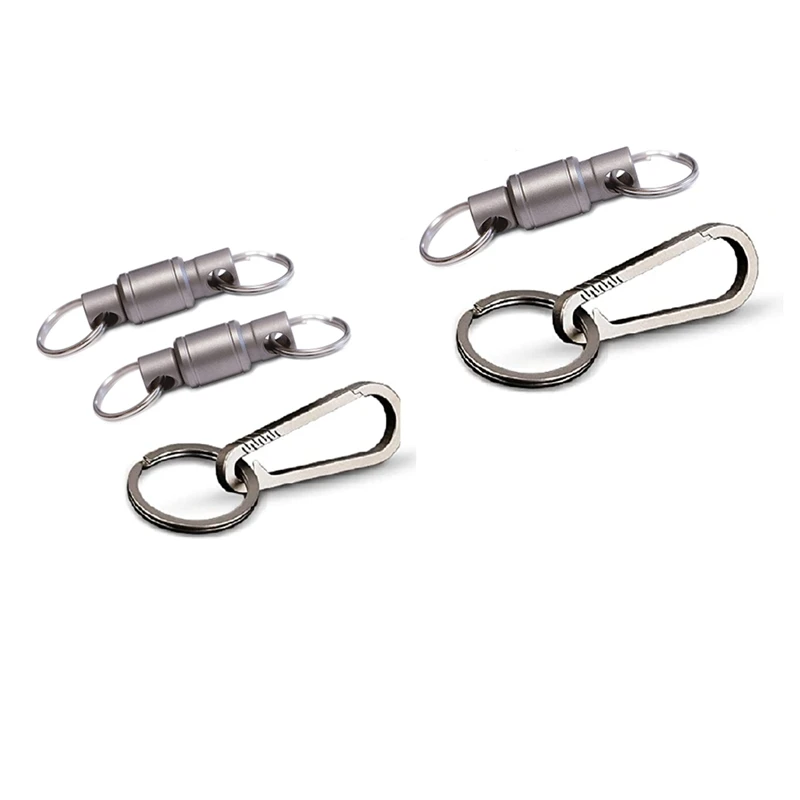 3Pcs Titanium Swivel Clip Keychain 360-Degree Rotation Keychain With Titanium Carabiner And Keyrings