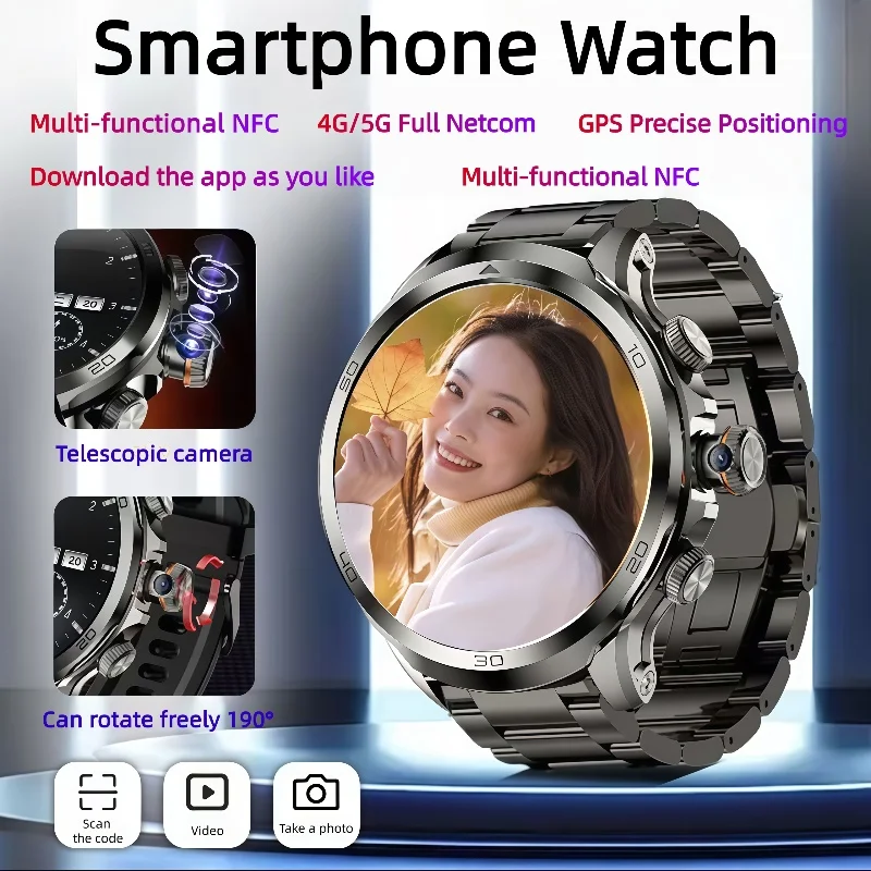 

Original H19 Smart Watch Android 10.0 Smartwatch With 190° Rotary Camera GPS WIFI 1.95inch Larger Amoled Screen 256GB Storage