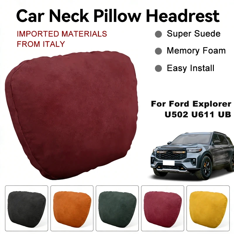 

Italy Suede Car Neck Rest Pillow For Ford Explorer U502 U611 UB Seat Head Neck Support Cushion Auto Interior Accessories
