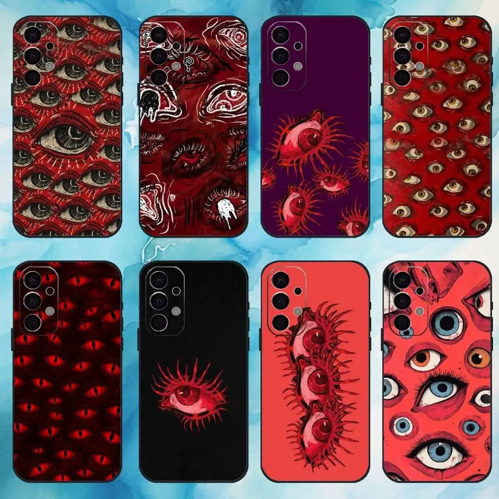 

Spooky Scary Red Eye Phone Case For Samsung Galaxy A73,A72,A71,A70,A53,A52,A51,Others Soft Black Cover