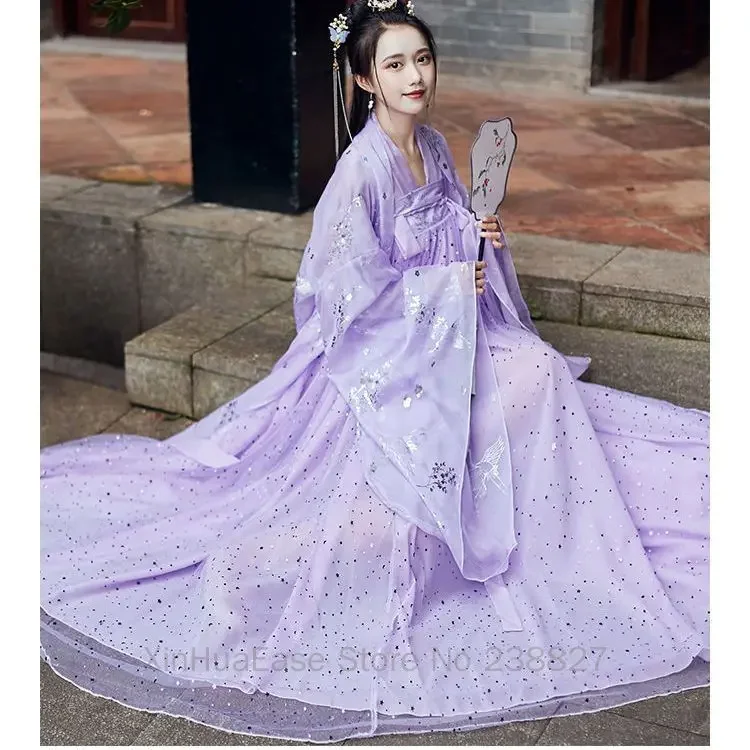 WATER Just Hanfu Coat Women\'s Crane Pattern White Blue Red Pink Purple