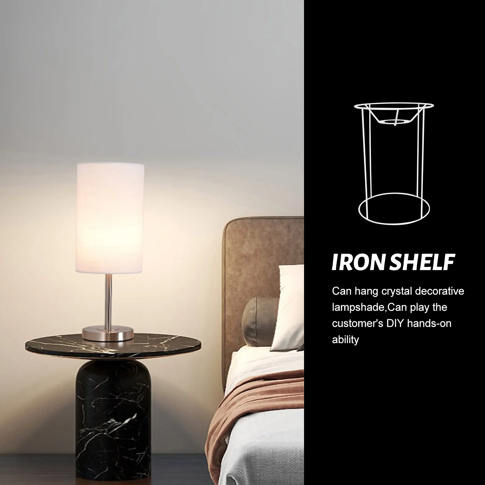 

DIY Lampshade Table Light Frame For Diy Lamp Frame Black Metal Round Fixture Ch Bracket Durable E27 Lampshade