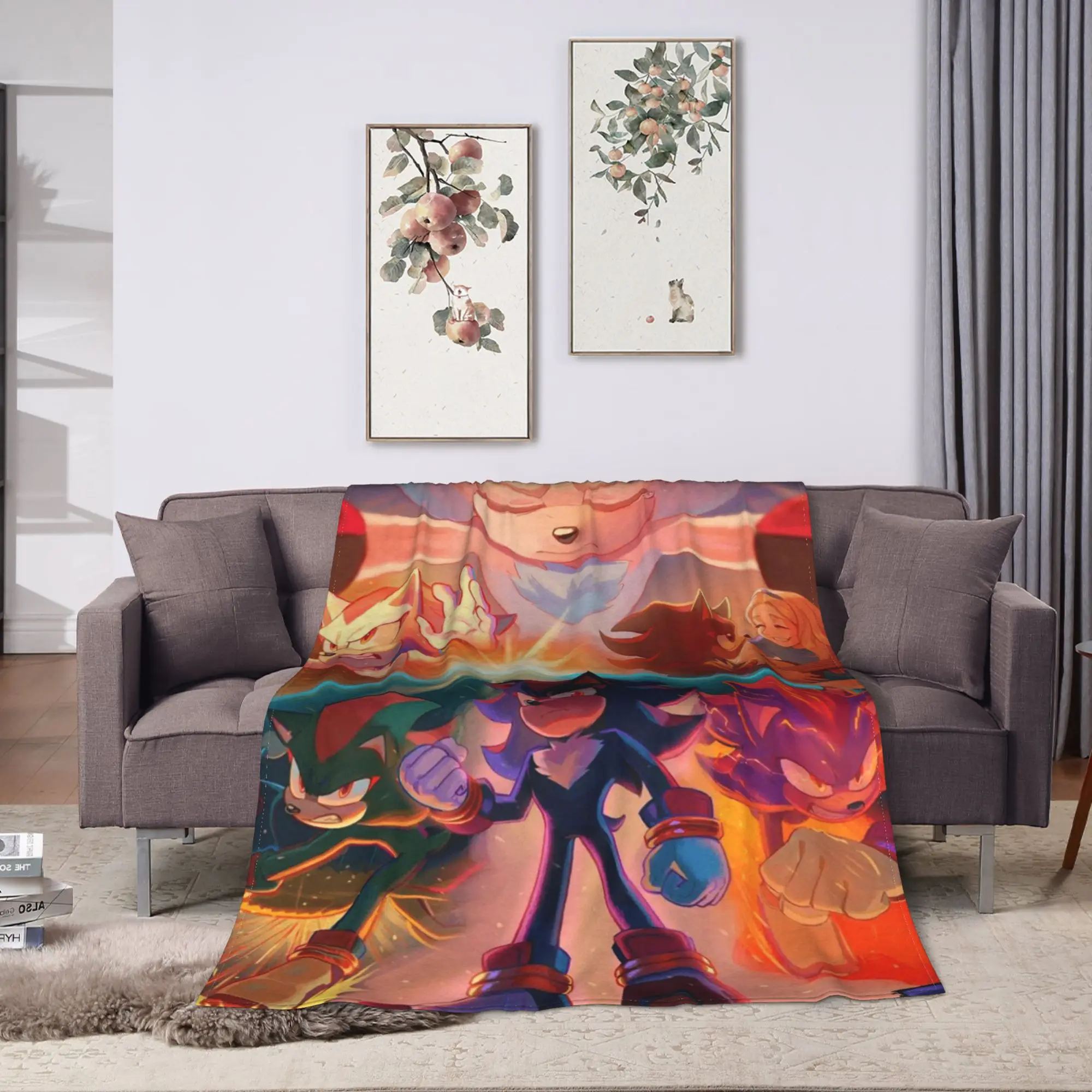 Soft BlanketsBoy Girl Picnic Shadow Hedgehogeds Throw Blanket  Flannel Bedspread For Home Decor Comfortable Sofa Bed Cover