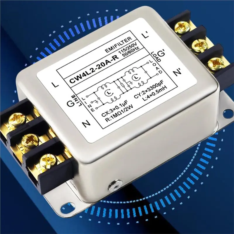 ABKI-CW4L2-20A-R Single-Phase Bipolar Filter Suppression AC 220V Power Purification Unit Terminal Block Installation