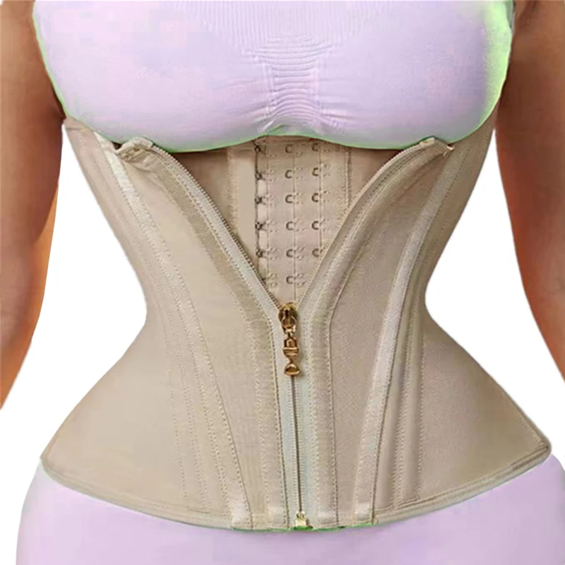 Latex Waist Trainer Women Waist Protection Bustier Korset Nude Black Corset Plus Size Korsett Zipper Hooks & Eyes Gorset Hot