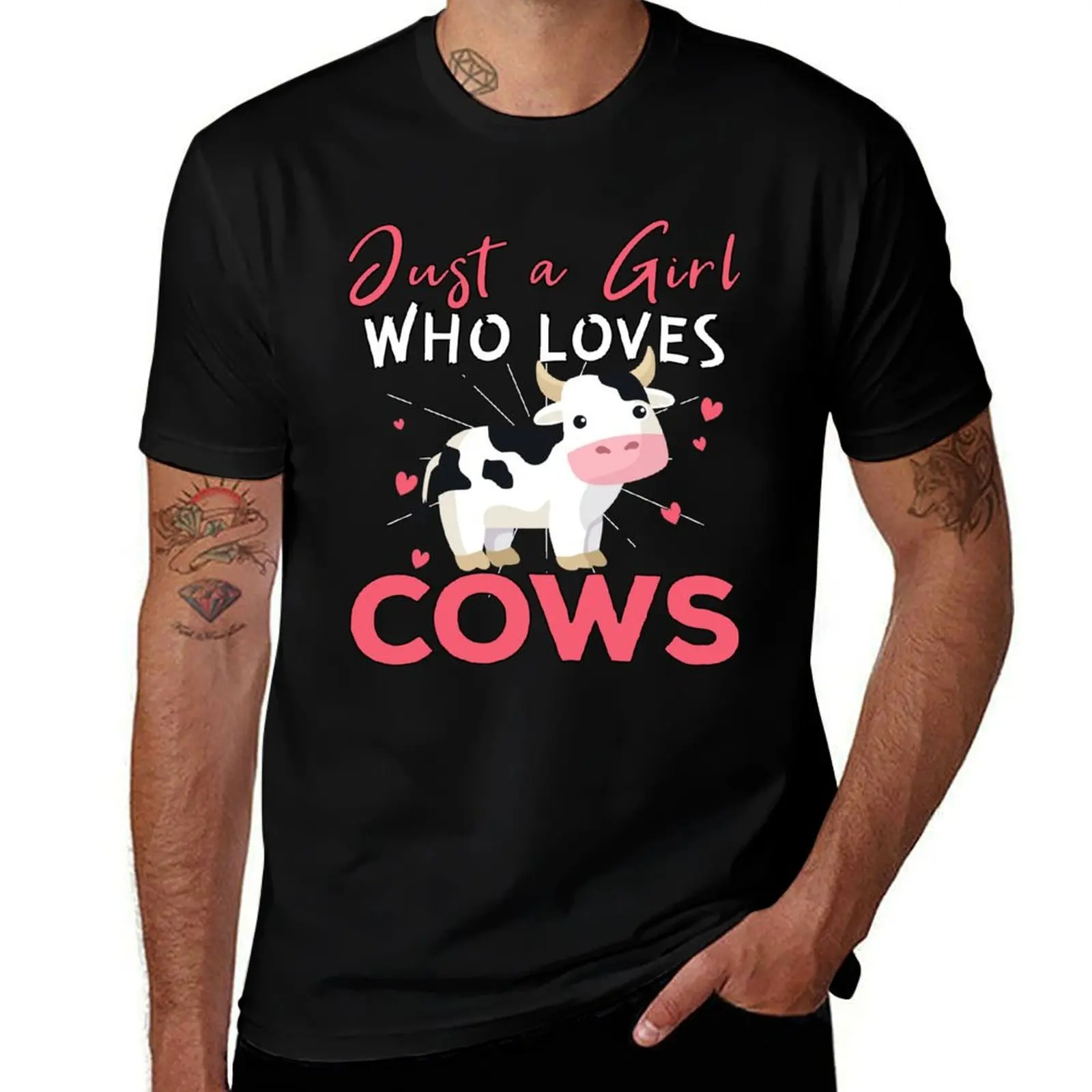 

Just a Girl Who Loves Cows Funny Cows Girl gifts T-Shirt man t shirt summer t shirt men 100% cotton luxury brand