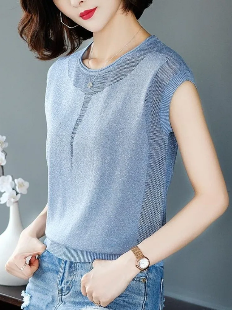 summer-new-women's-ort-sve-t-irt-loose-thin-ice-silk-knitted-irt-svel-vest-ket-handkerchief-top