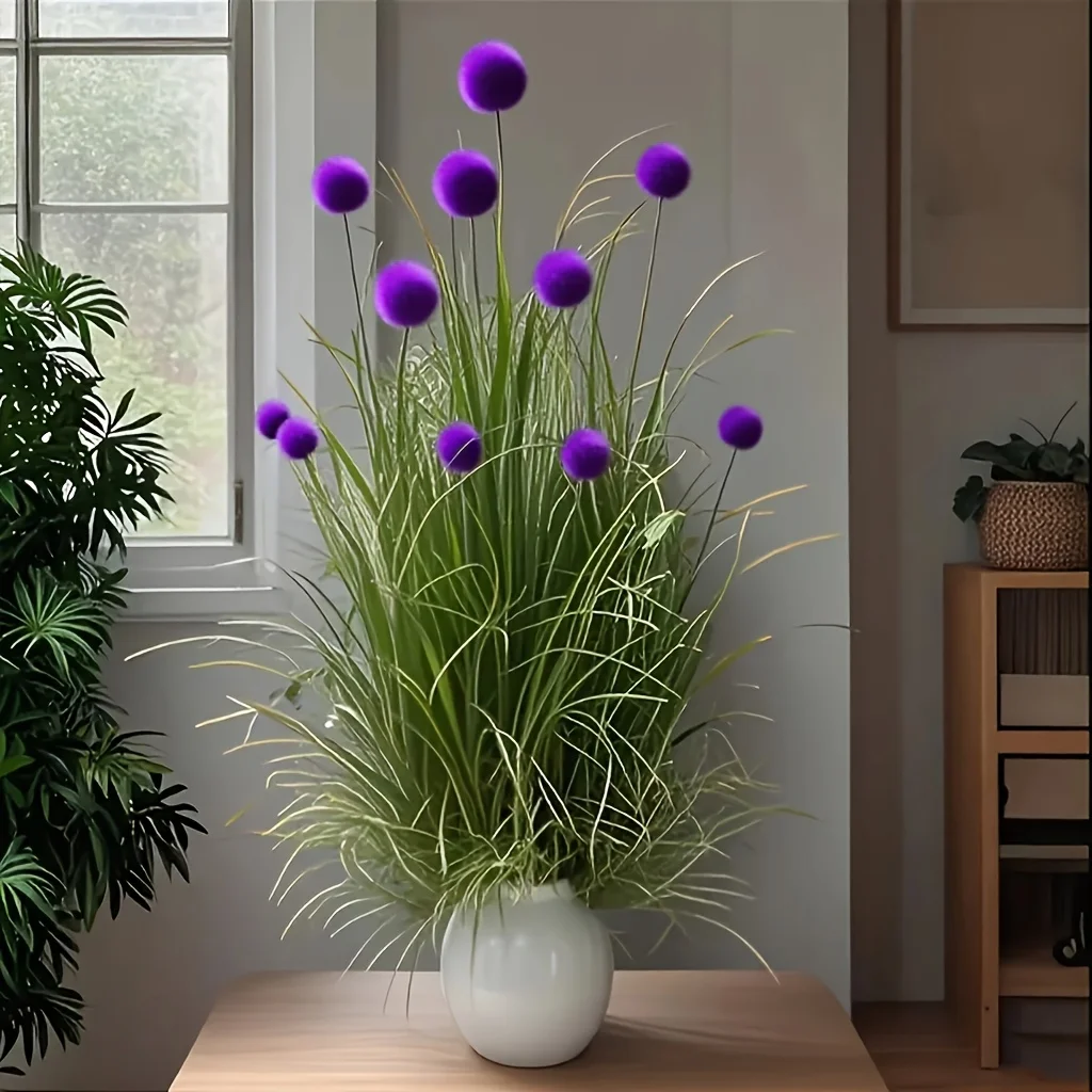 5 Stück künstliche Pflanzen mit violetten Knollen, geeignet für Heimdekoration, Festival- und Partydekoration, Hof- und Gartendekoration – Detail 4