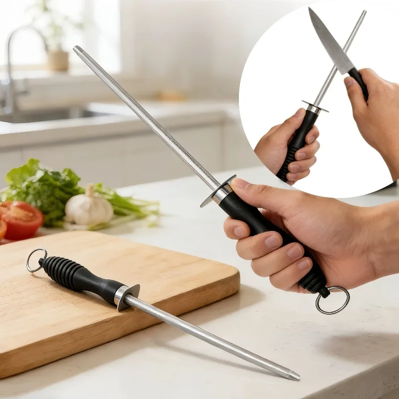 Sharpening Rod Professional Carbon Steel Knife Durable Knife Grinder with ABS Handle Sharpening Rod Knife Kitchen Tools