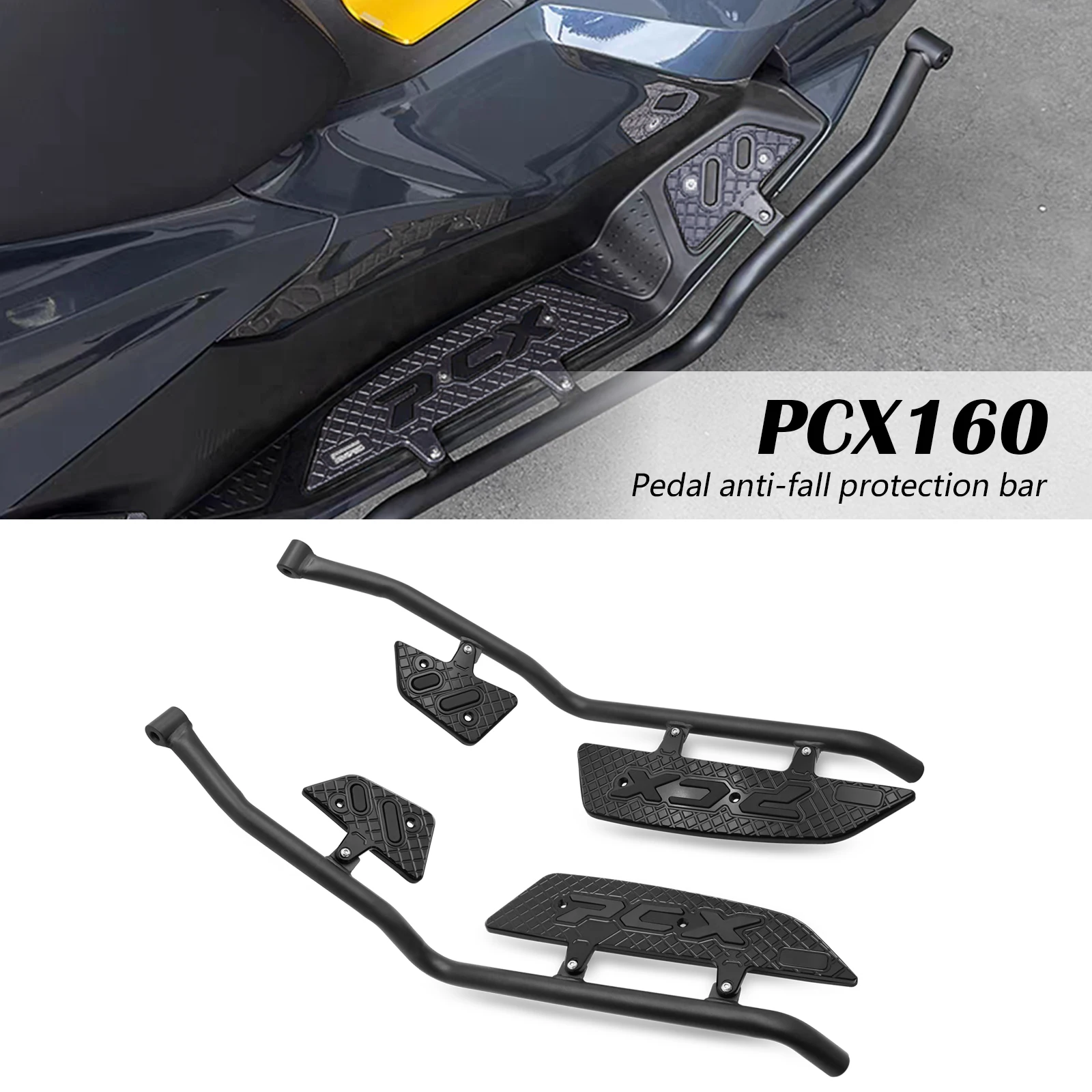 

For honda pcx160 2025 Modified motorcycle Accessories pcx160 crash guard bumper with footrest