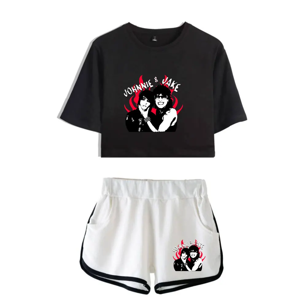 Jake Webber Jake & Johnnie Vintage 90s logo Merch Tops Two Piece Set Shorts+Lovely TShirt Harajuku Streetwear