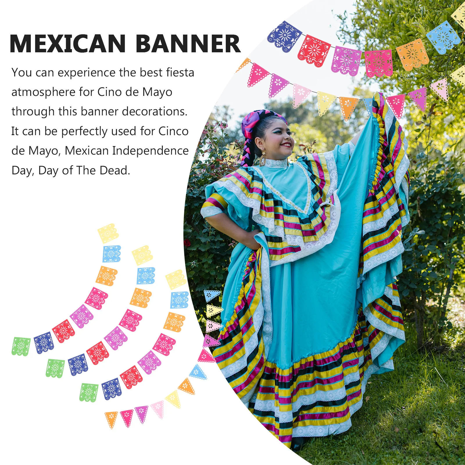 

1 Set Banner Premium Felt Hanging Decor For Cinco De Mayo Mexican Party Outdoor Indoor Celebration Day Of The