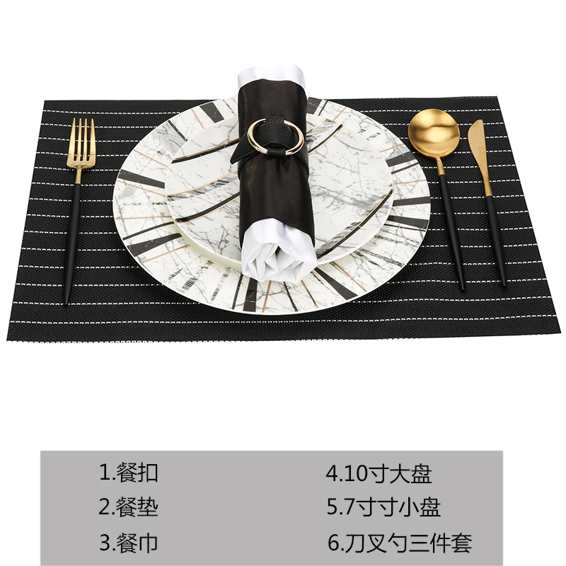 المطبخ الحديثة الجدول مجموعة أدوات المائدة كاملة العظام الصين مطعم مجموعة أدوات المائدة الكاملة الفاخرة الأسود أطباق فاجيلا عشاء تخدم #5