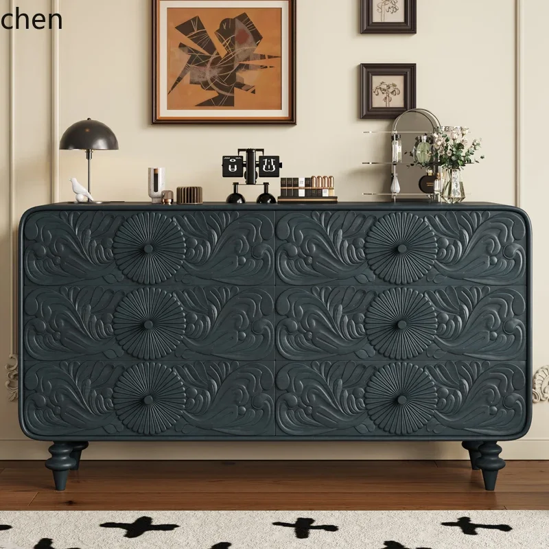 TQH6.24 solid wood chest bedroom multi-functional locker decorative partition integrated engraving