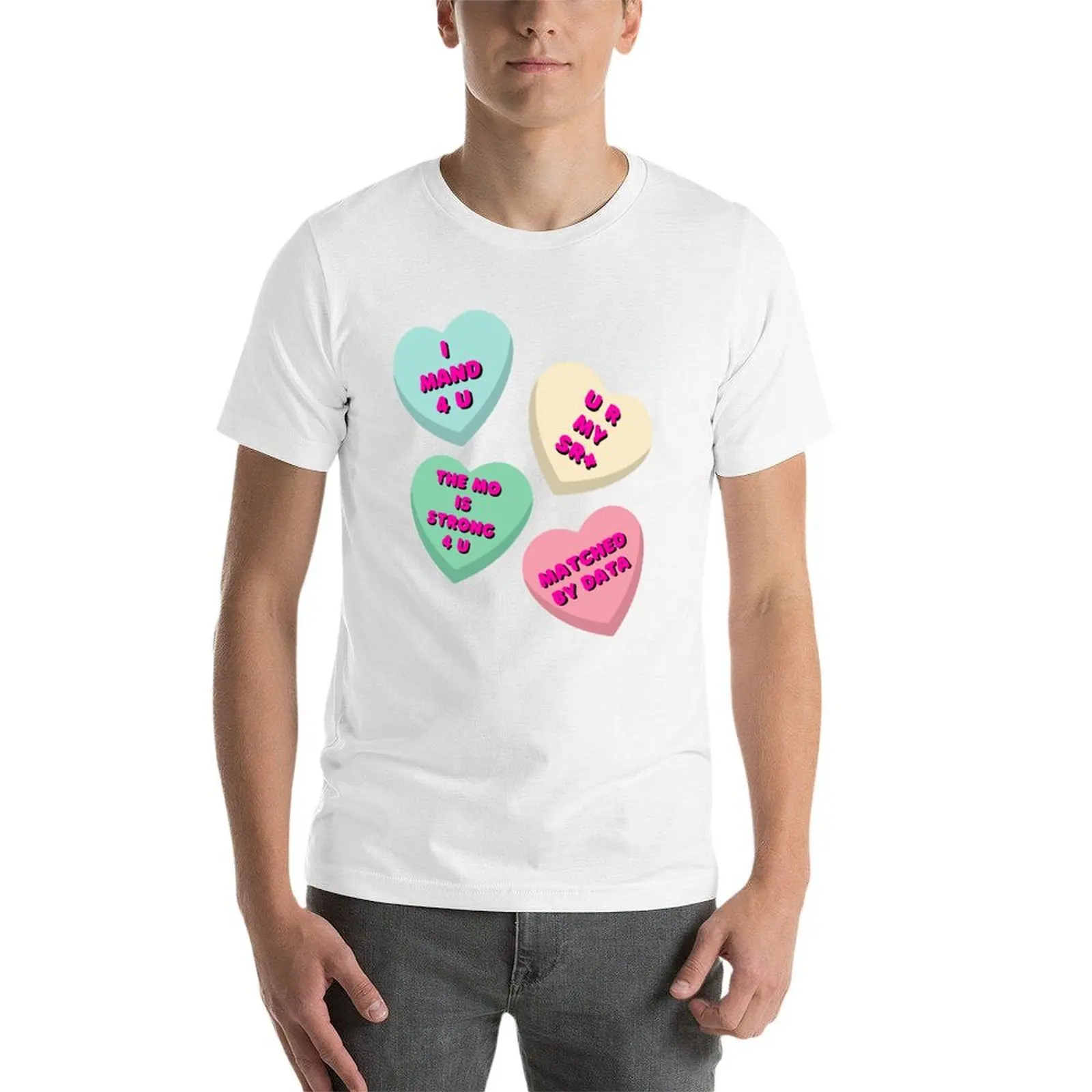 ABA عيد الحب قلوب علم النفس السلوكي مضحك هدية تي شيرت تي شيرت رجل عادية القطن تي شيرت رجل 100% تي شيرت